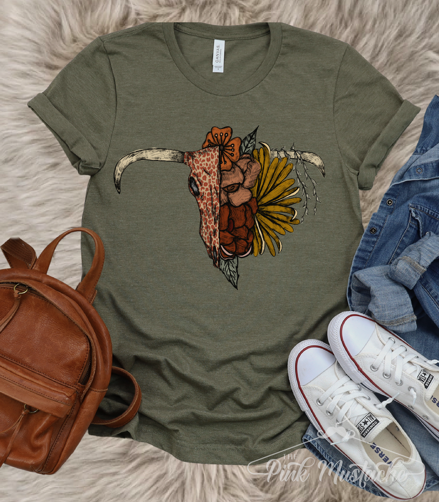 Boho Bull Horns Cactus Western Tee /Youth and Adult Sizes Available/ Country Western Unisex Softstyle T-Shirt