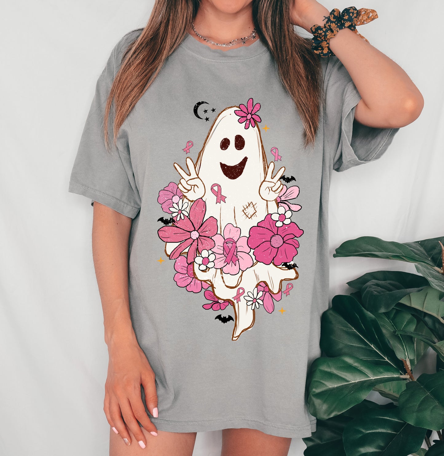 Comfort Colors Breast Cancer Awareness Tee / Youth and Adult Sizes/ Pink Ghost Shirt