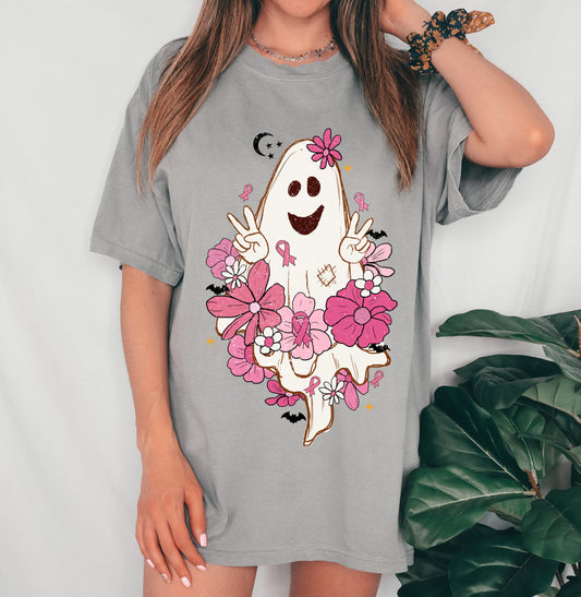 Comfort Colors Breast Cancer Awareness Tee / Youth and Adult Sizes/ Pink Ghost Shirt