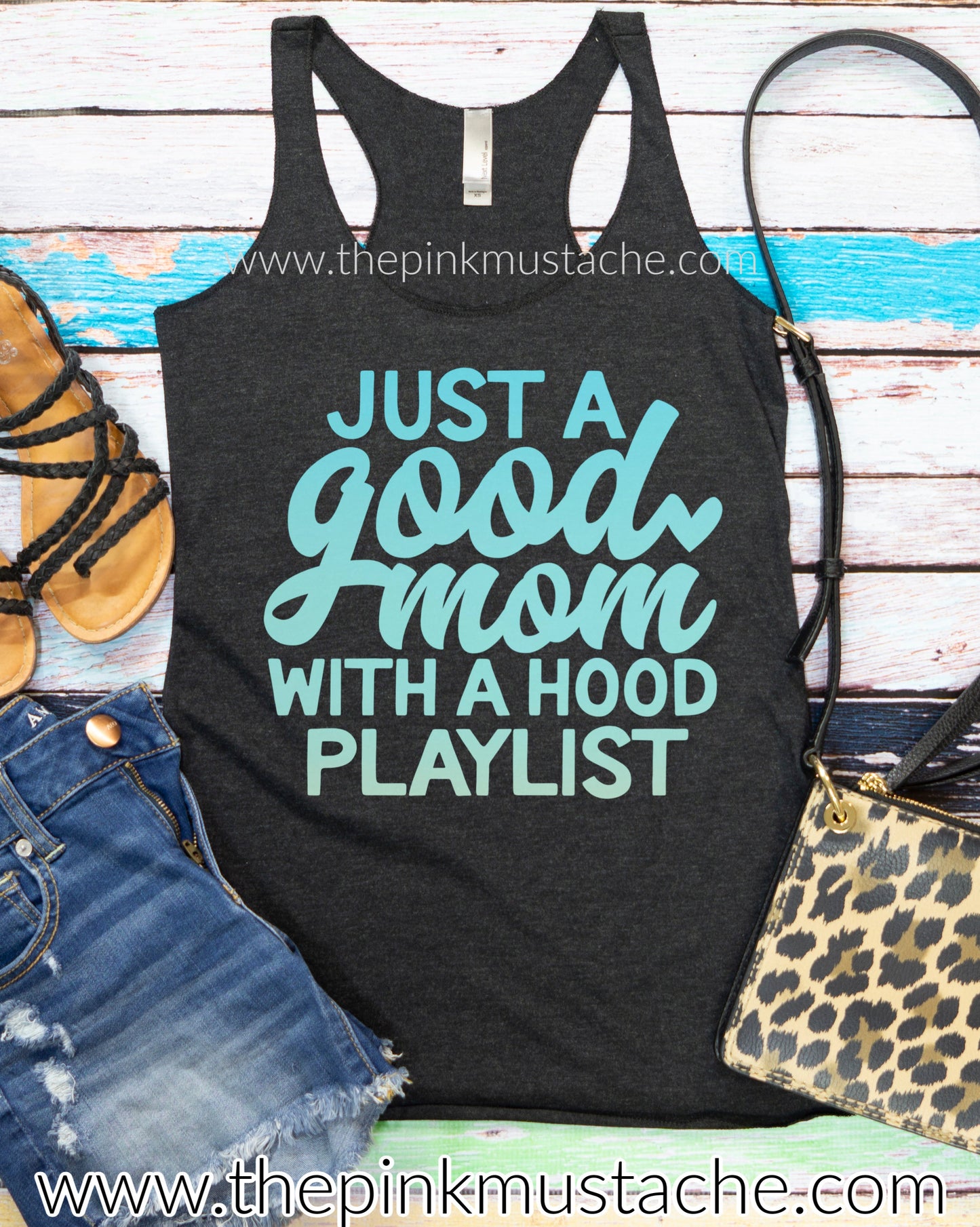 Just A Good Mom With A Hood Playlist Racerback Tank Top