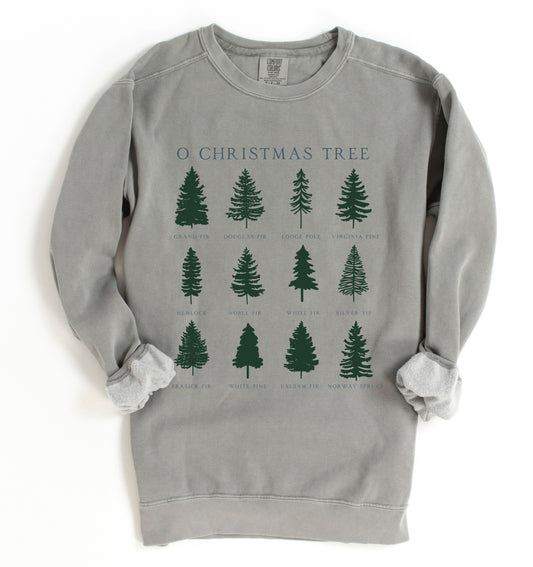 Gray Comfort Colors O Christmas Tree Merry Christmas Sweatshirt - Adult Sizes