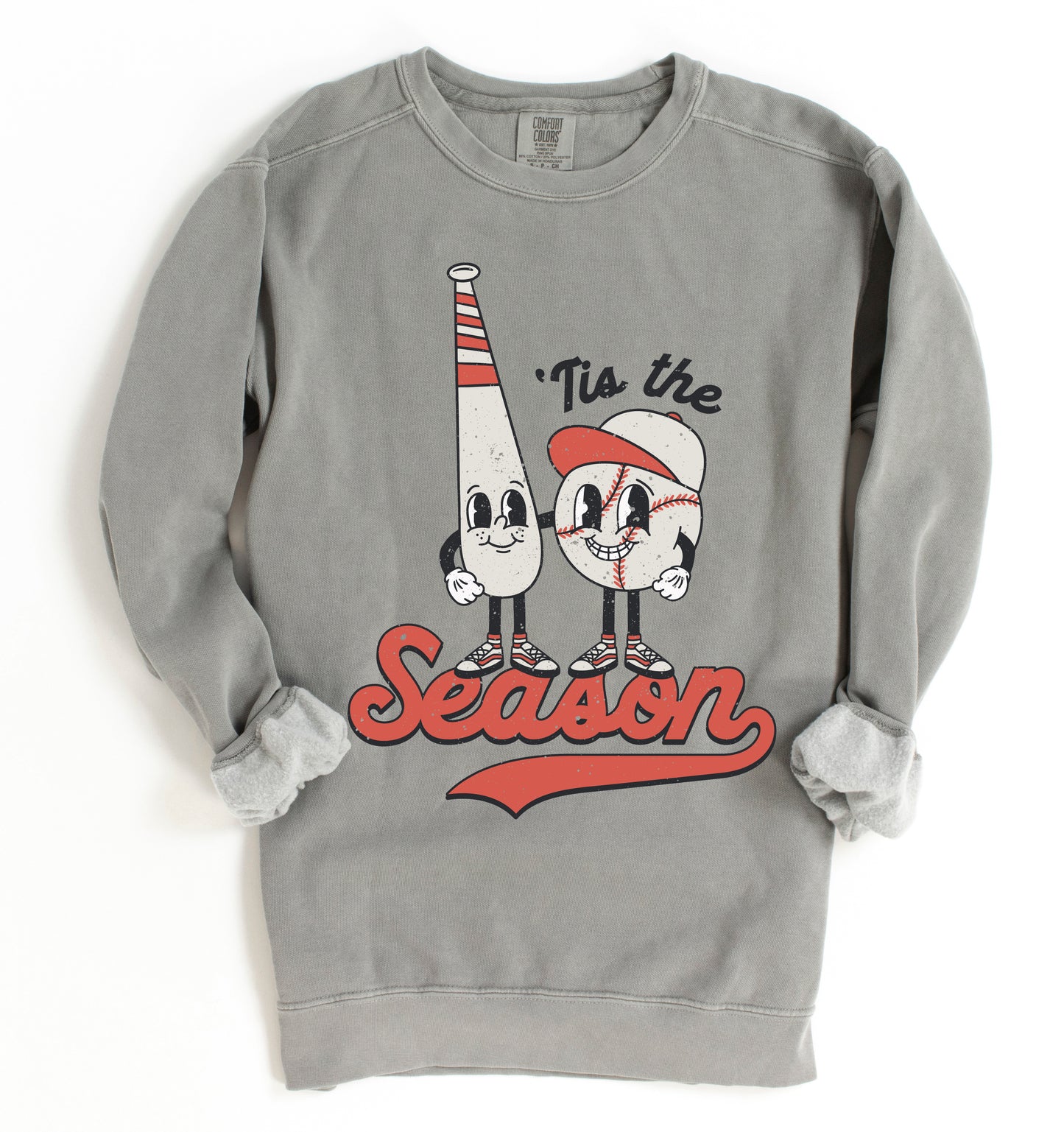 Gildan, Bella Canvas, or  Comfort Colors Baseball Tis The Season Retro Sweatshirt -Youth, Adult Sized