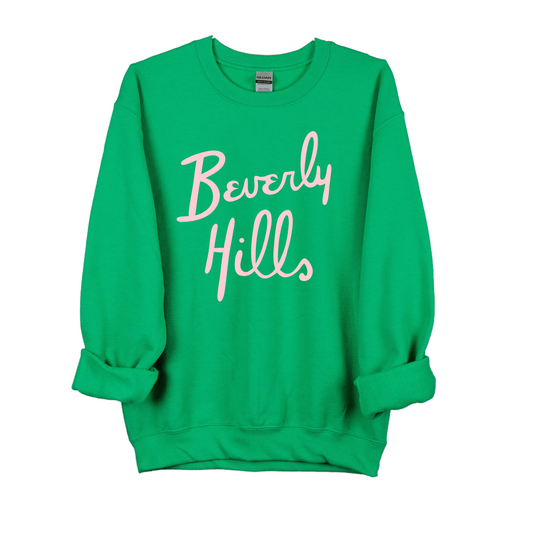 Unisex Beverly Hills Sweatshirt/ Green Pink Beverly Hills Sweater