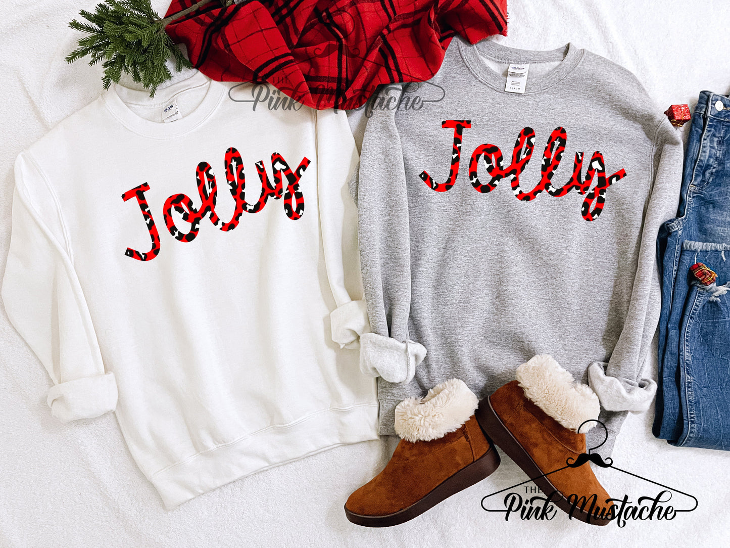 Jolly Leopard Print- Christmas Unisex Sweatshirt- Toddler, Youth, and Adult Sized Layering Sweatshirt