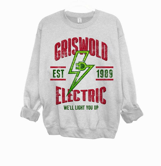 Gildan or Bella Canvas Gray Griswold Electric- We'll Light You Up Sweatshirt /Funny Christmas Sweatshirt /  Youth and Adult Sizes Available