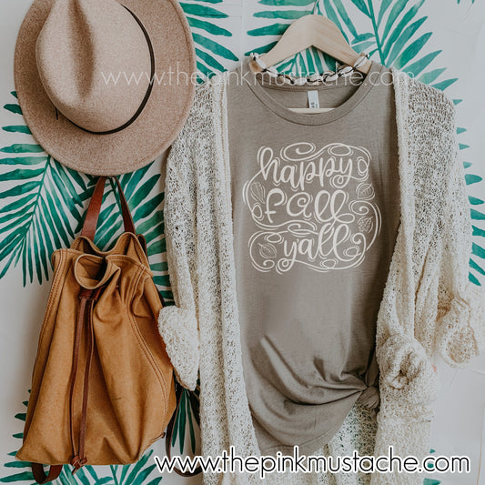 Happy Fall Ya'll Tee/ Fall Shirts Youth and Adult Shirts /Fall Style/ Bella Canvas