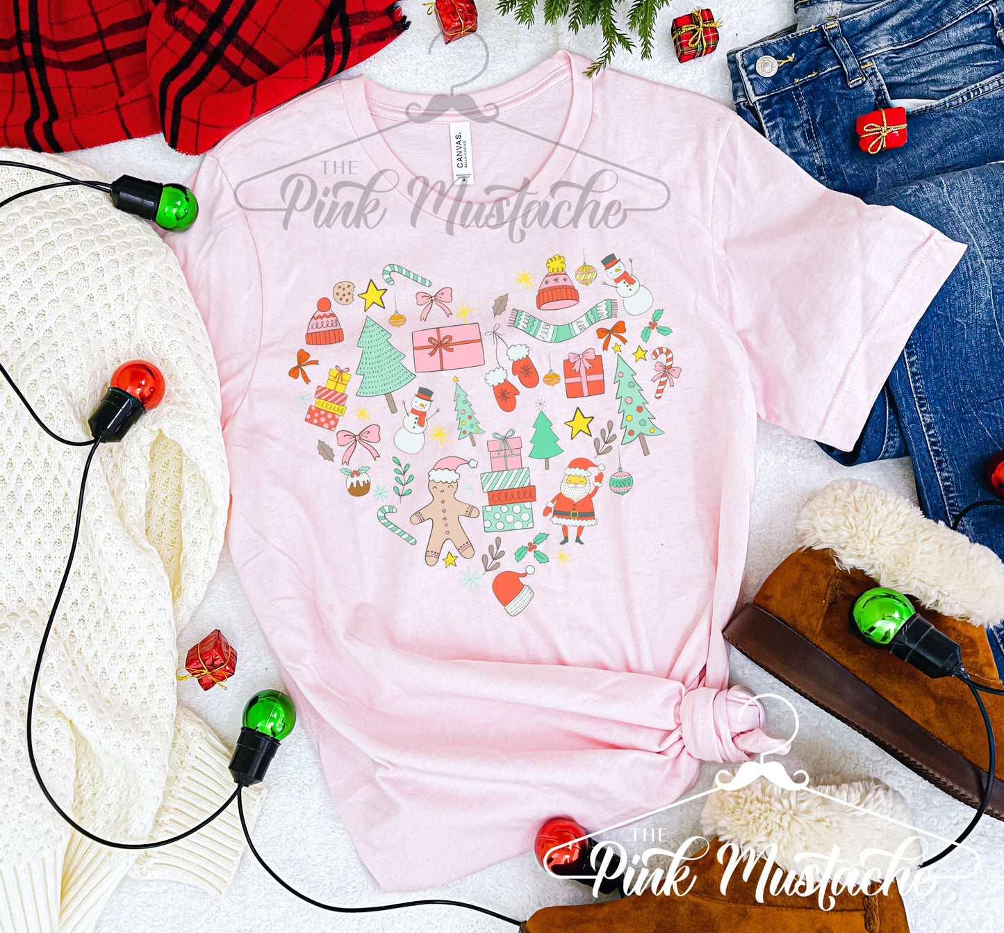 Pink Christmas Heart Favorites / Toddler, Youth, and Adult Sizes/ Softstyle Tee / Christmas Favorite Things Shirt