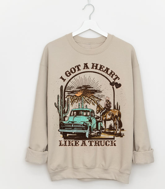 Bella Canvas I Got A Heart Like A Truck Sweatshirt / Country Western Sweatshirt