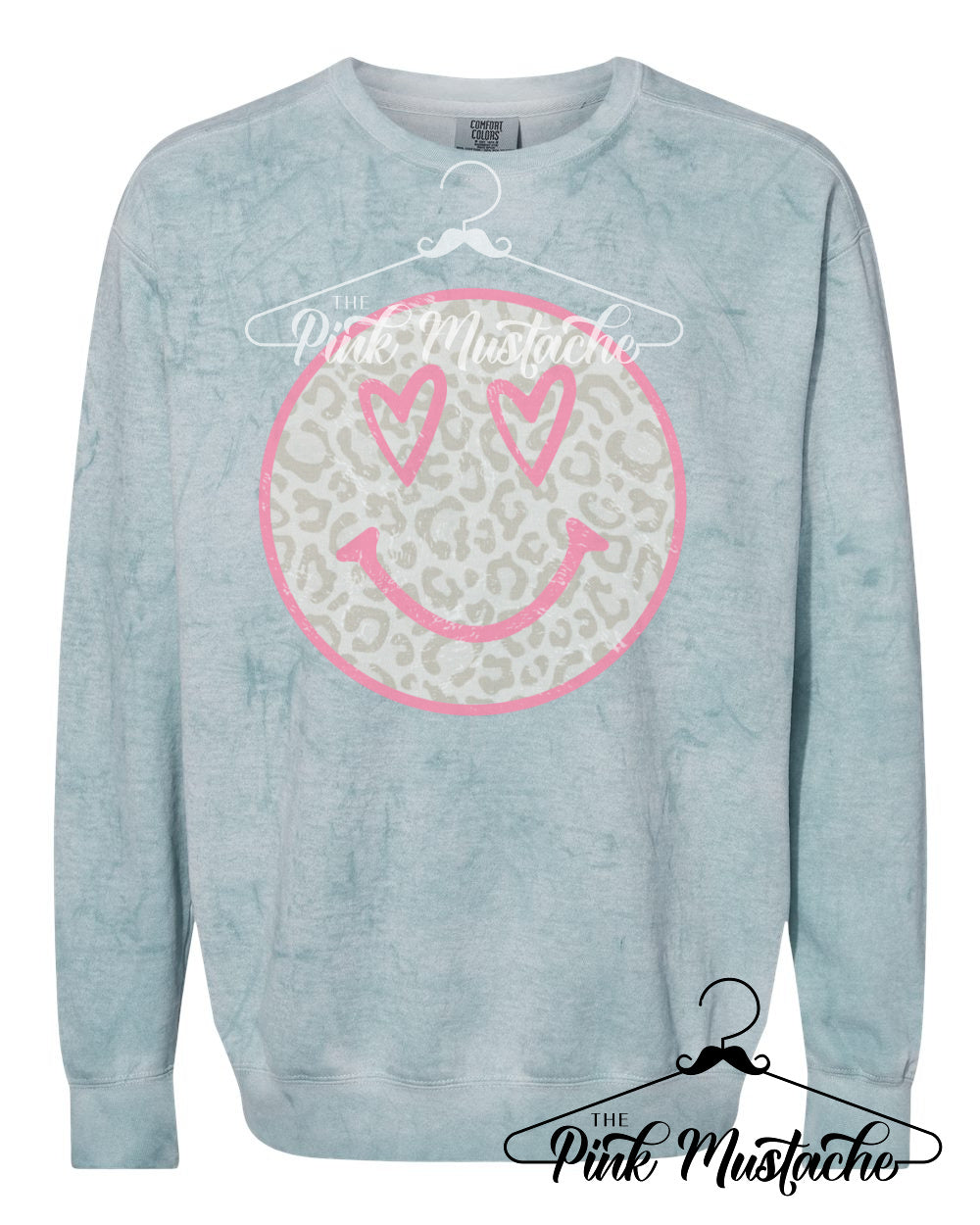 Comfort Colors Colorblast Leopard Smiley Heart Sweatshirt - Sizes and Inventory Limited