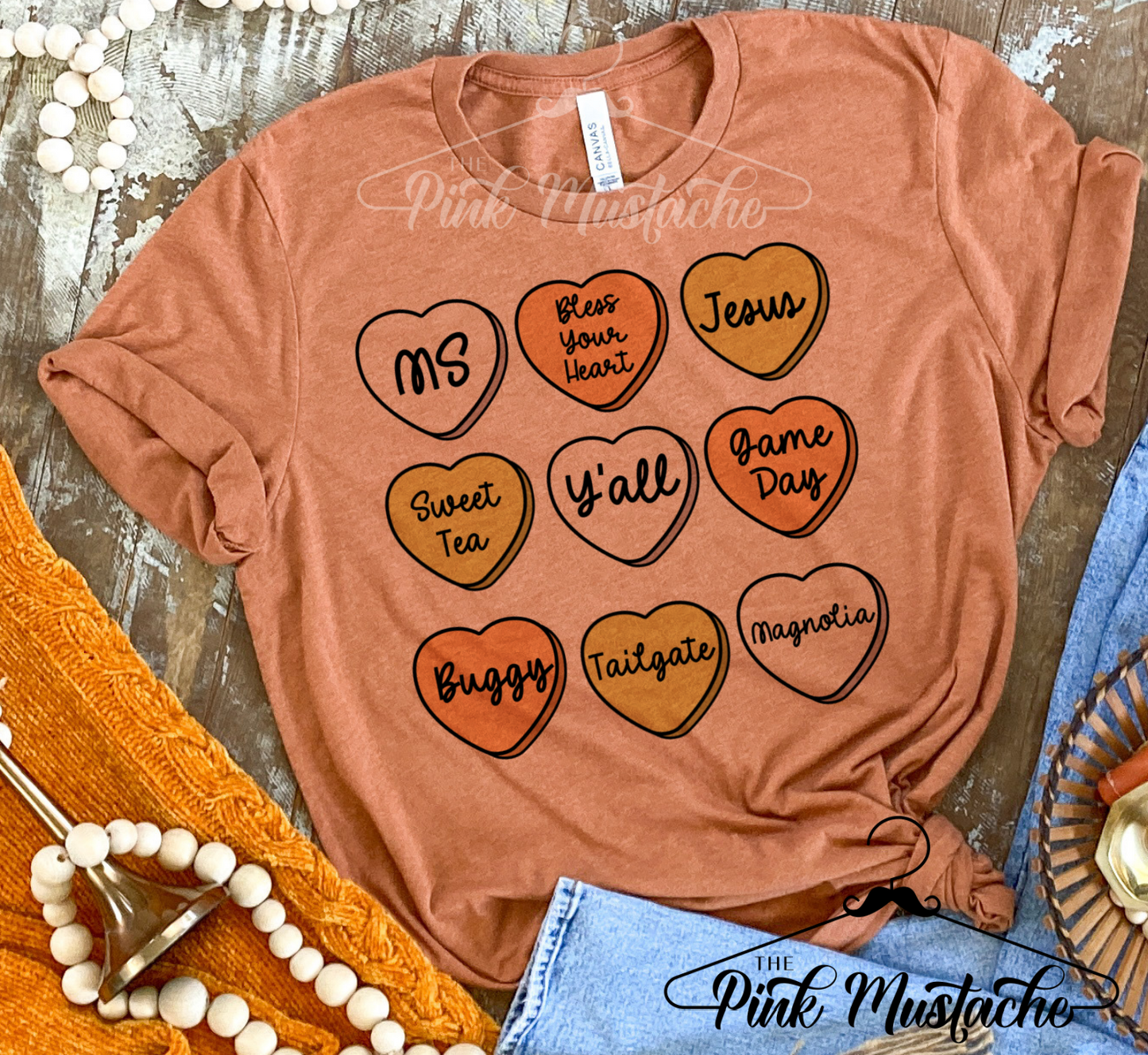 Softstyle Bella Mississippi Valentine Conversation Hearts Tee/ Mississippi Words Shirt/ Valentines Shirt