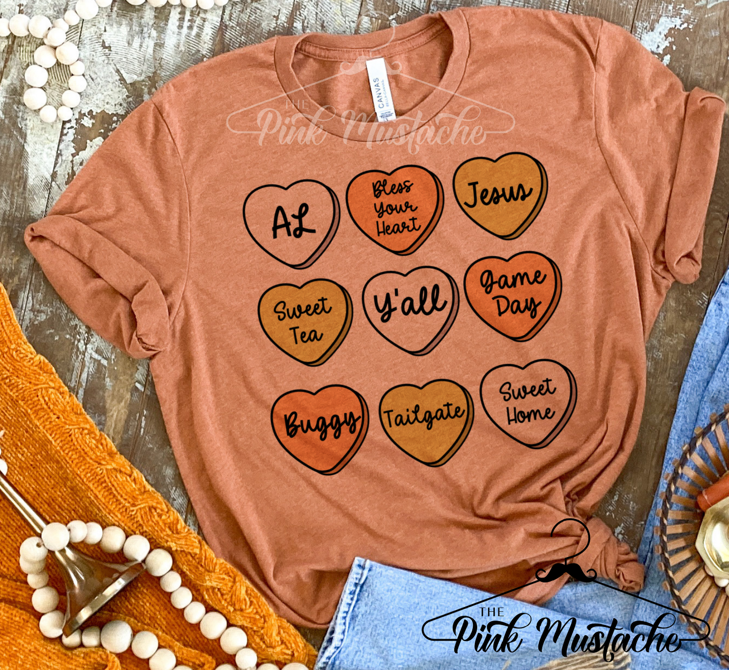 Softstyle Bella Alabama Valentine Conversation Hearts Tee/ Alabama Words Shirt/ Valentines Shirt