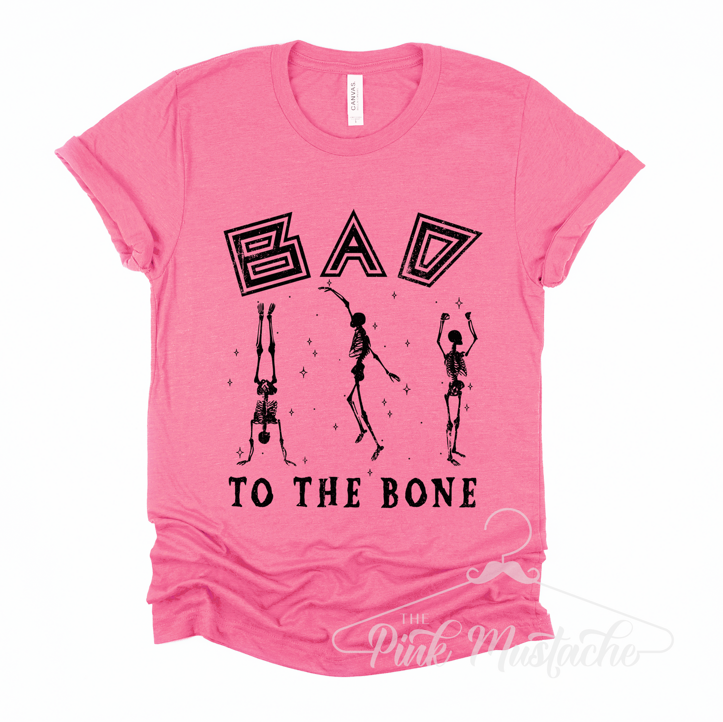 Charity Pink Bad To The Bone Adult Sized Softstyle Tees/ Halloween Style / Fall Style