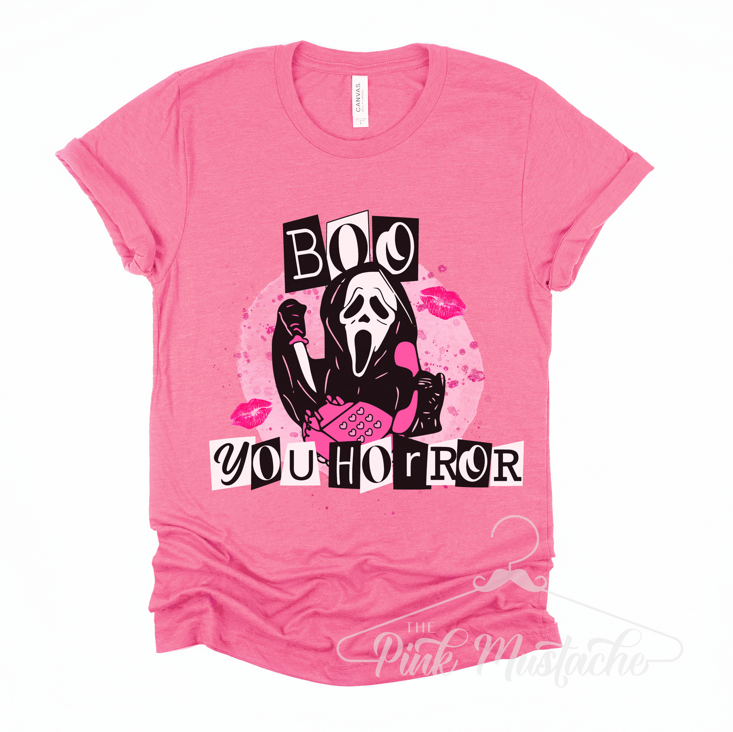 Boo, You Horror Funny Halloween Softstyle Pink Tee