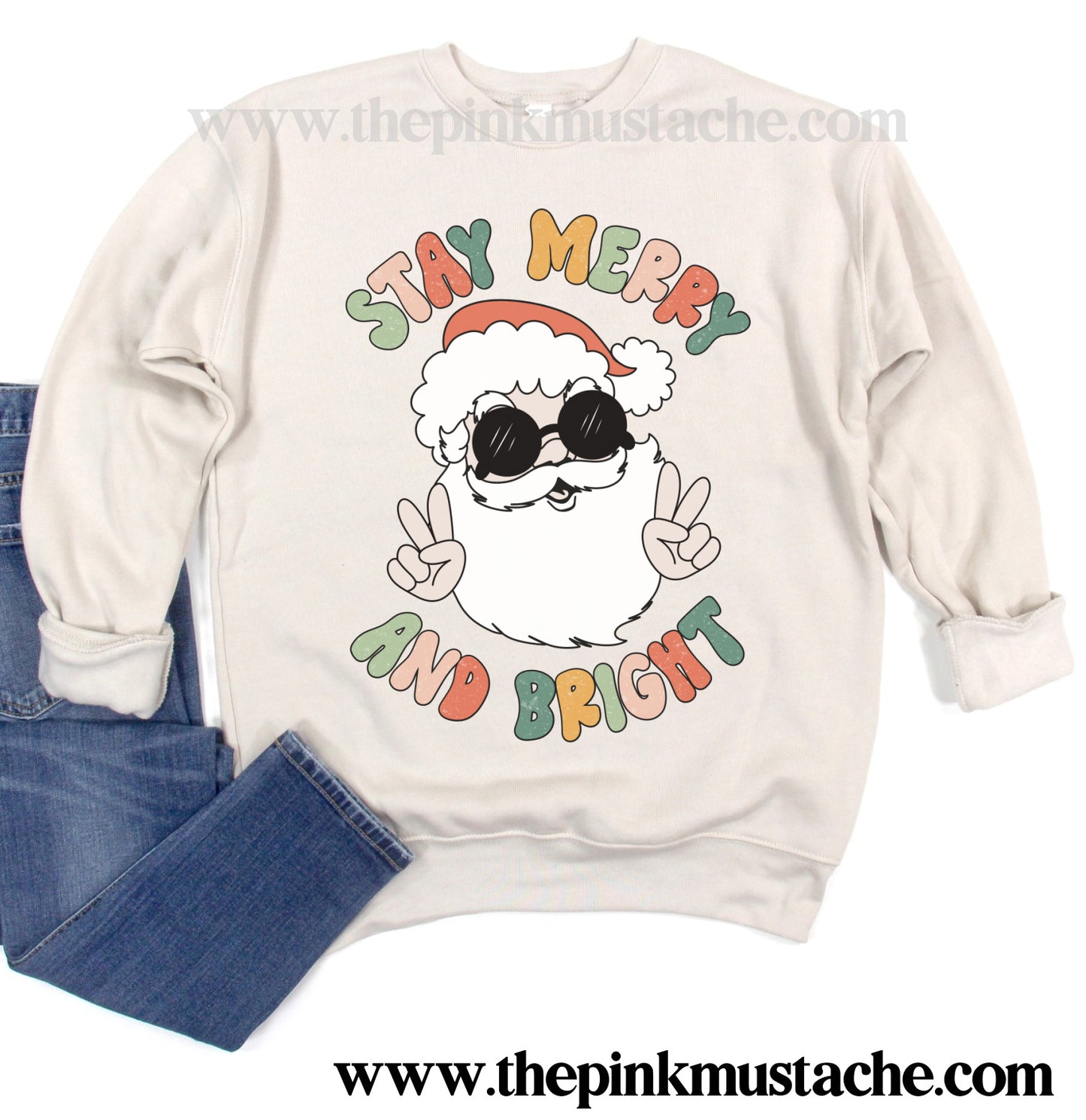 Gildan or Bella Canvas Hippie Santa Stay Merry and Bright Christmas Youth and Adult Sizes