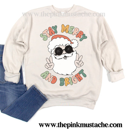 Gildan or Bella Canvas Hippie Santa - Stay Merry and Bright Christmas - Youth and Adult Sizes