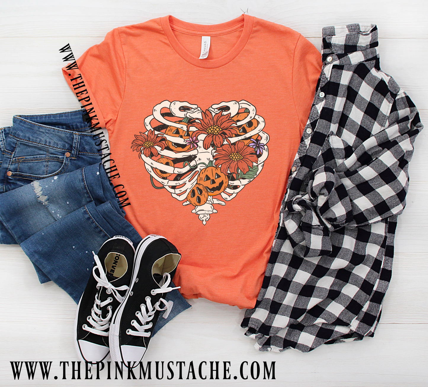 Orange Heart Halloween Shirt/ Softstyle Tee/ Toddler, Youth And Adult Sizes Available