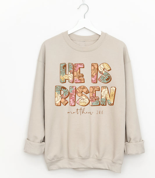 He Is Risen Softstyle Bella Canvas Sweatshirt - Super Soft Religious Bella Sweatshirt/ Easter Sweatshirt
