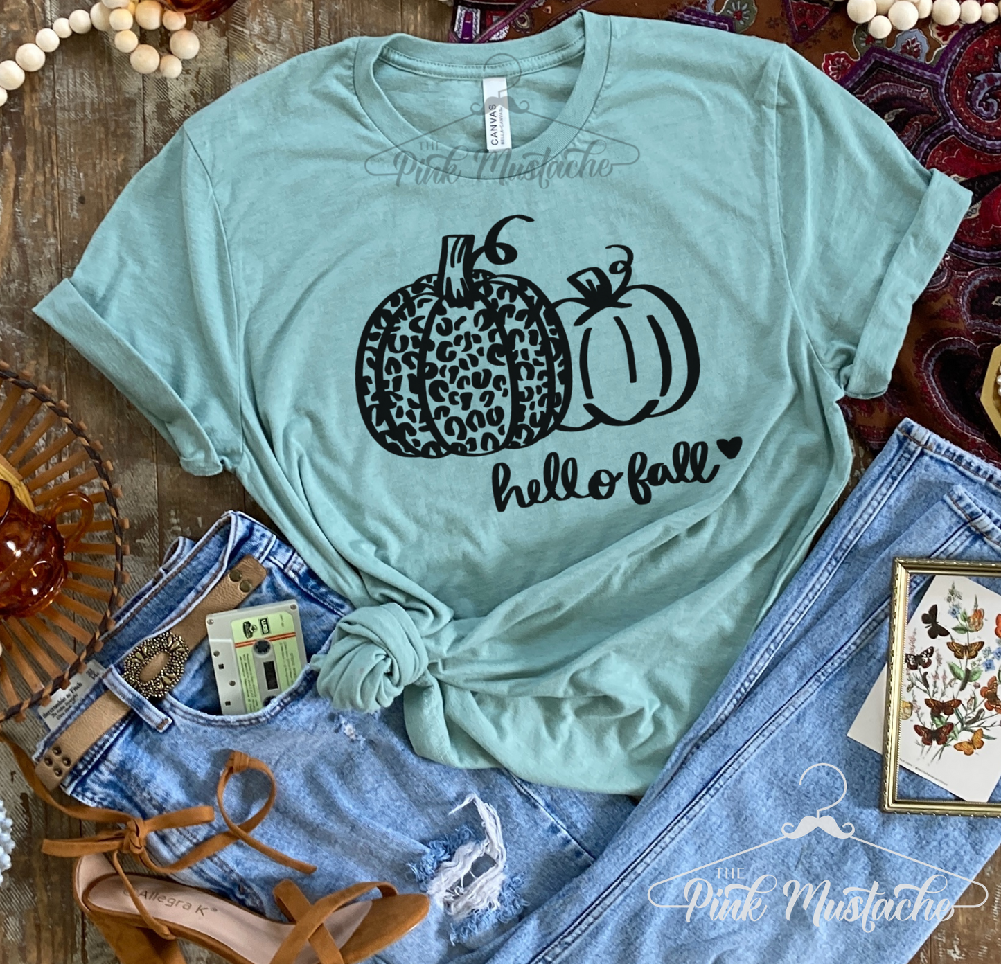 Hello Fall - Leopard Pumpkin Shirt/ Bella Canvas / Fall Layering Tee / Teachers Tee