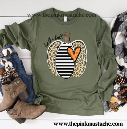 Hello Fall Long Sleeved Bella Tee/ Hello Fall Shirts Youth and Adult Shirts /Fall Style