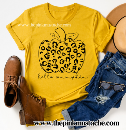 Hello Pumpkin Mustard - FALL Shirt/ Bella Canvas / Fall Layering Tee / Teachers Tee