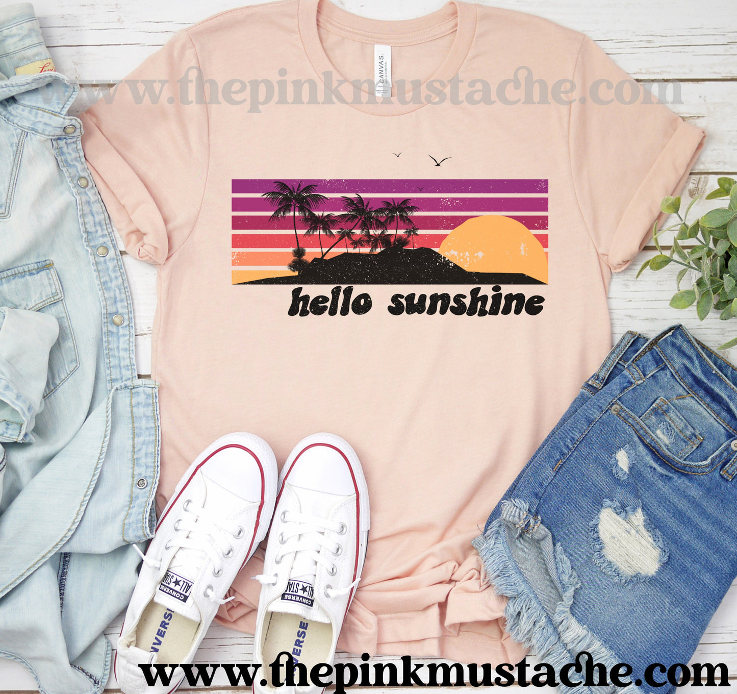 Hello Sunshine- Retro Vibes Softstyle Bella Tee / Fun Hippie Vibes Tee/ Youth and Adult Sizing Available