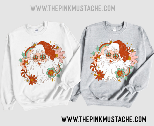 Hippie Santa Peace Christmas Sweatshirt/ Super Cute Unisex Sized Sweatshirt/ Youth and Adult Options