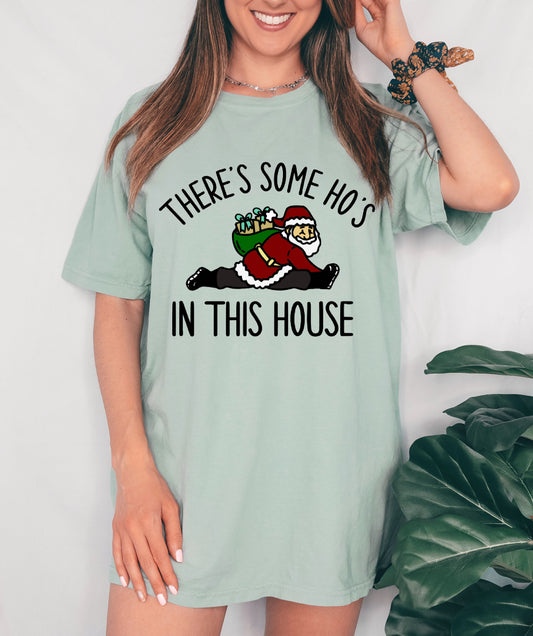 Comfort Colors or Bella Canvas There's Some Ho's In This House Christmas Funny Shirt