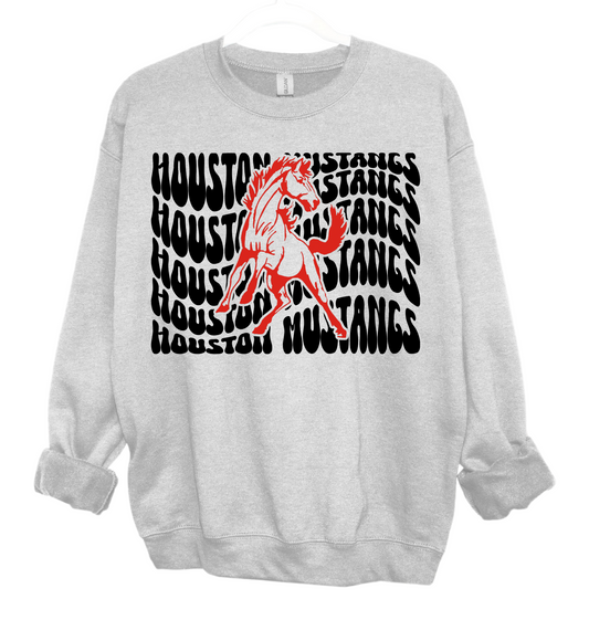 Gildan or Bella Canvas Retro Houston Mustangs Sweatshirt