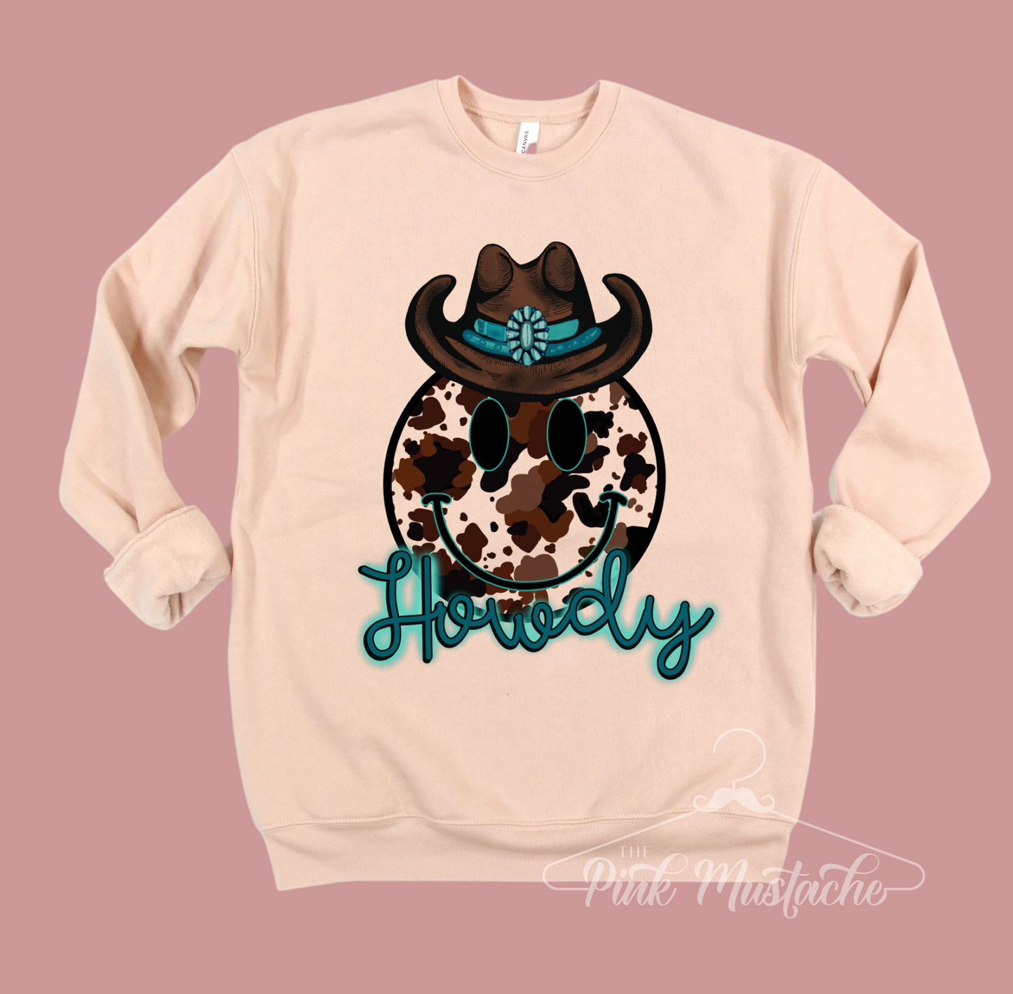 Bella Canvas Soft Style Howdy Smiley Western Sweatshirt/ Country Western Unisex Softstyle Quality Sweatshirt