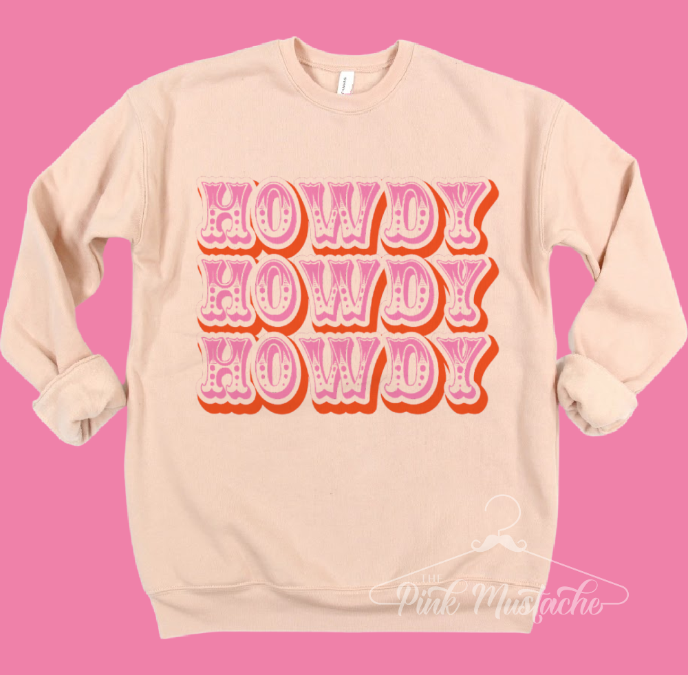 Bella Canvas Soft Style Howdy Stacked Western Sweatshirt/ Country Western Unisex Softstyle Quality Sweatshirt