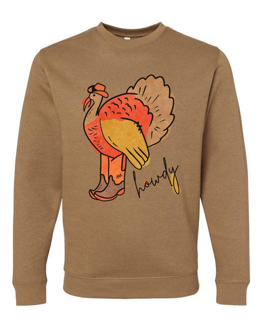 Toasty Brown LAT Howdy Turkey Thanksgiving Sweatshirt