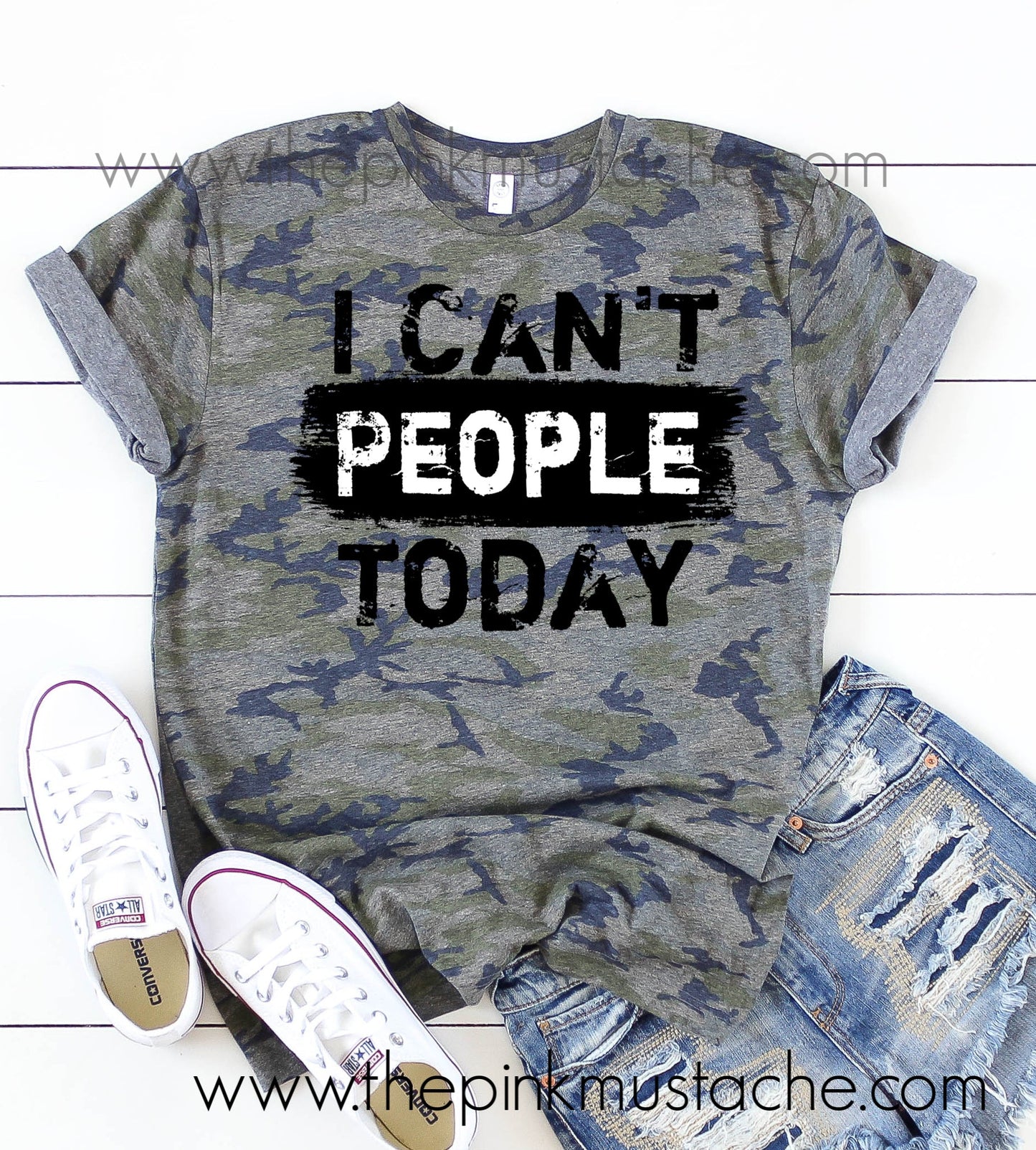 Camouflage I Can't People Today Grunge Rocker Tee/ Camo Leopard Rock N Roll Shirt
