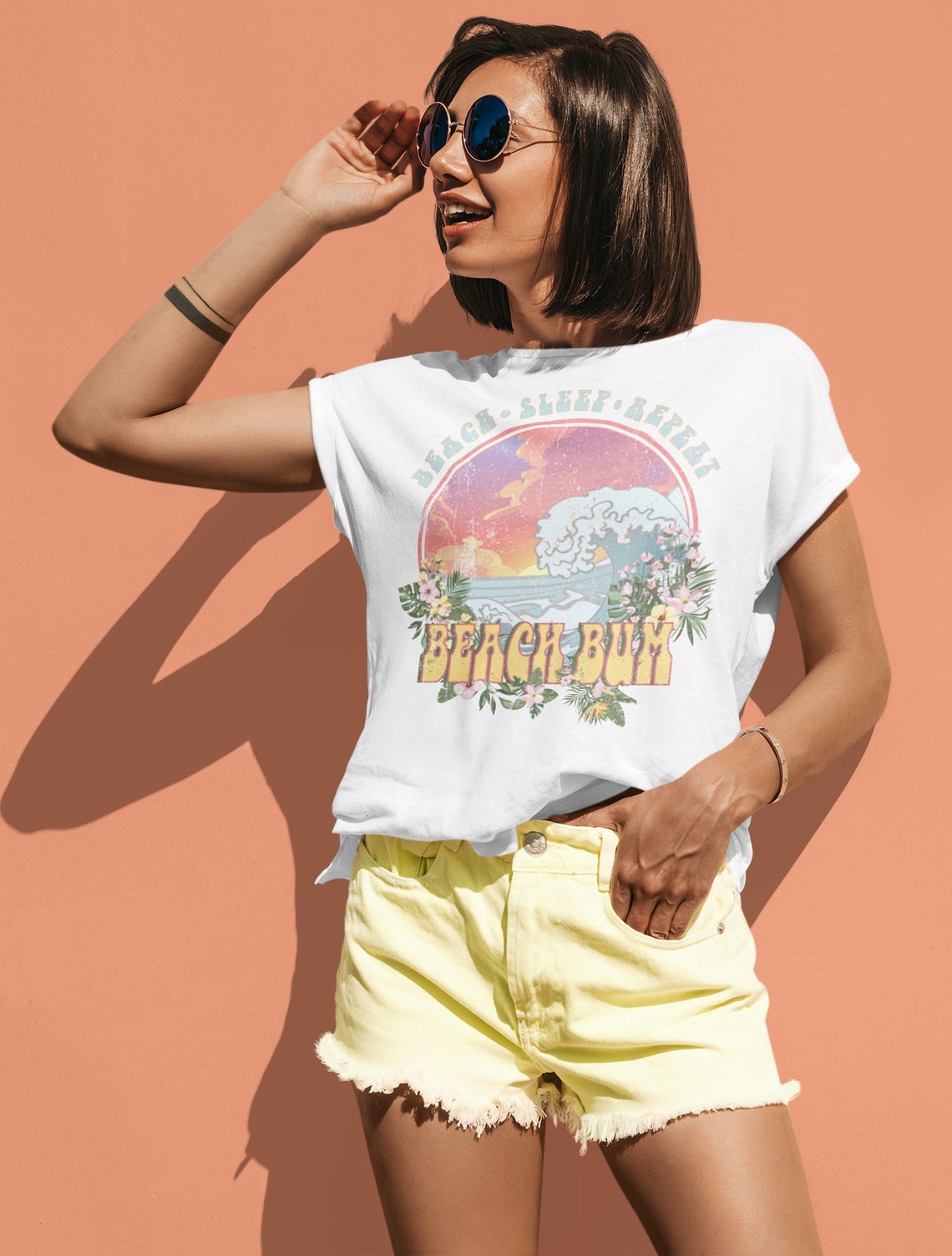 Beach Bum Softstyle Bella Tee / Fun Hippie Vibes Tee/ Youth and Adult Sizing Available