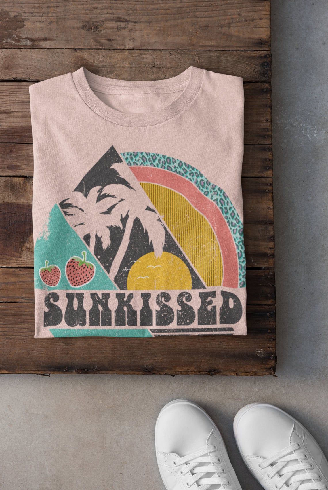 Sunkissed - Retro Vibes Softstyle Bella Tee / Fun Hippie Vibes Tee/ Youth and Adult Sizing Available