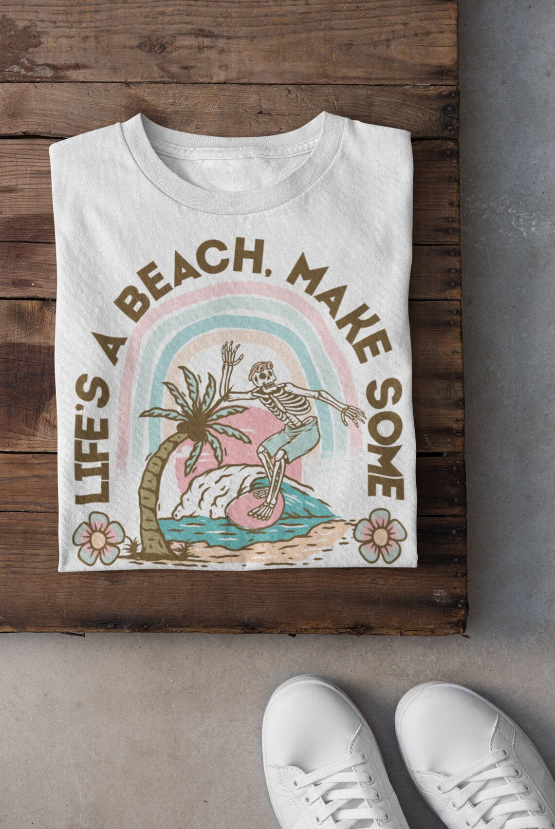Life's A Beach, Make Some Waves Soft Style Tee / Fun Vacay Vibes Tee/ Youth and Adult Sizing Available