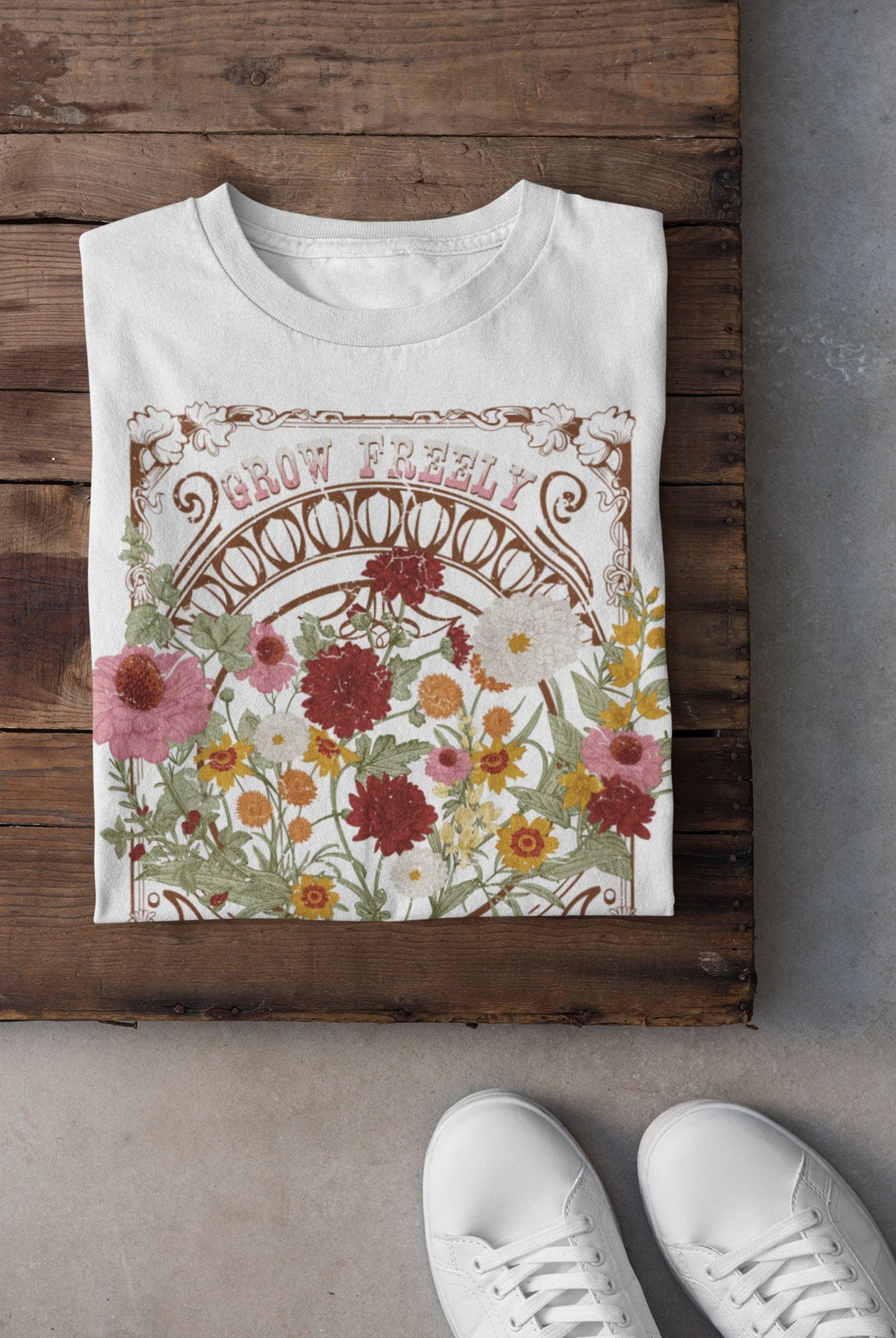 Grow Wildflowers Retro Softstyle Bella Tee / Fun Hippie Vibes Tee/ Youth and Adult Sizing Available