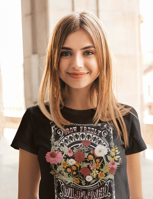 Grow Wildflowers Retro Softstyle Bella Tee / Fun Hippie Vibes Tee/ Youth and Adult Sizing Available