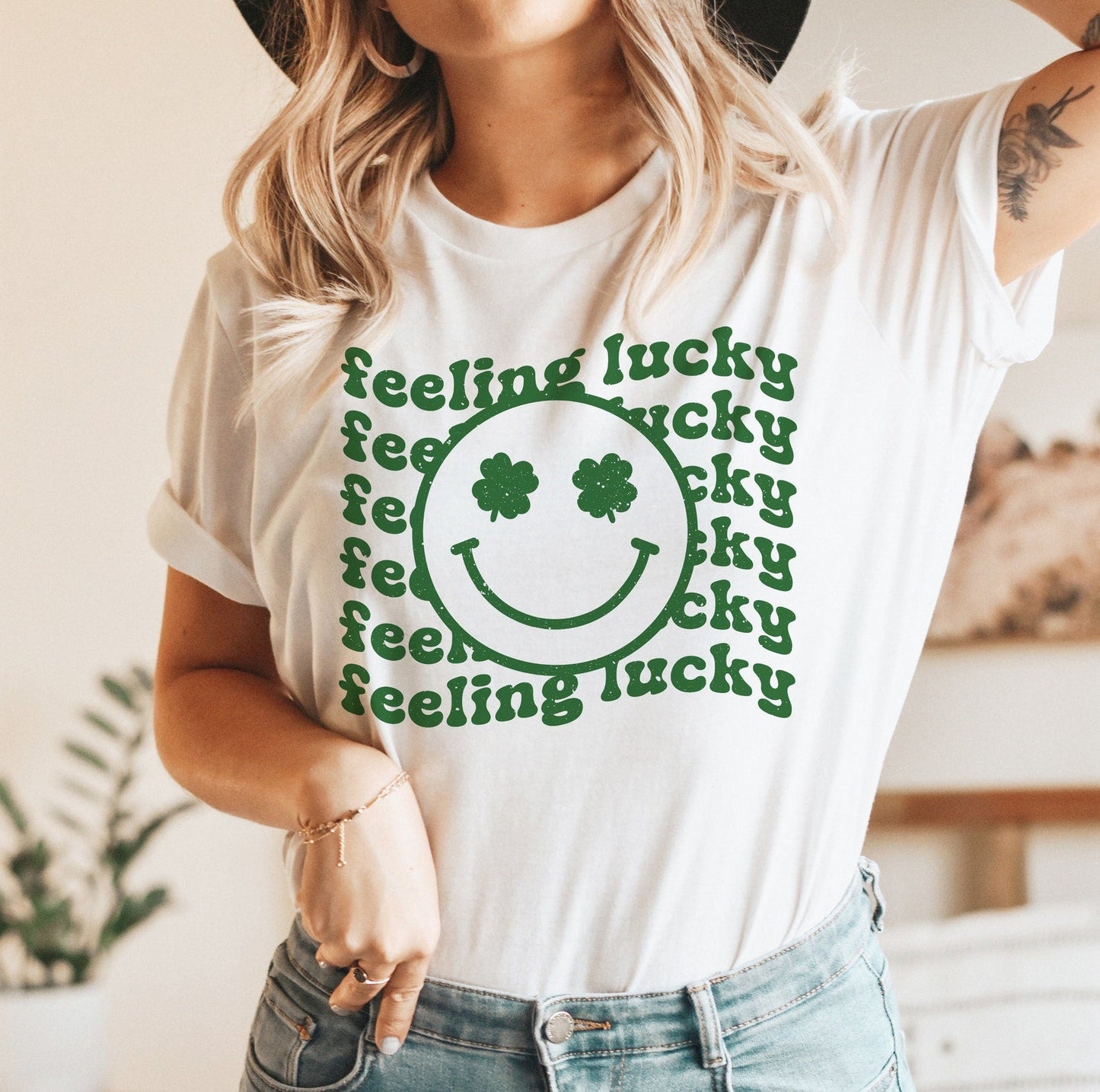 Feeling Lucky Happy Clover Tee / St Patty's Day Bella Tee/ Toddler, Youth, and Adult Sizing Available