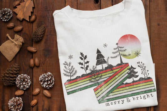 Merry and Bright Trees Quality Soft Tee/ Christmas Tee/ Youth and Adult Sizes Available