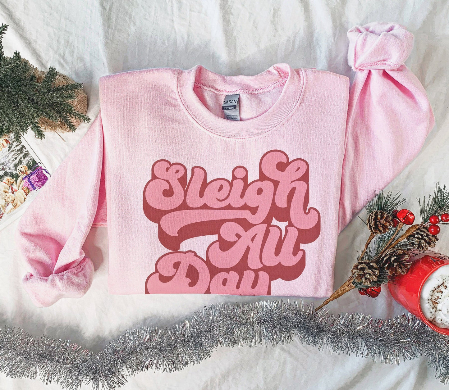 Pink Sleigh All Day Christmas Sweatshirt / Adult Sizes