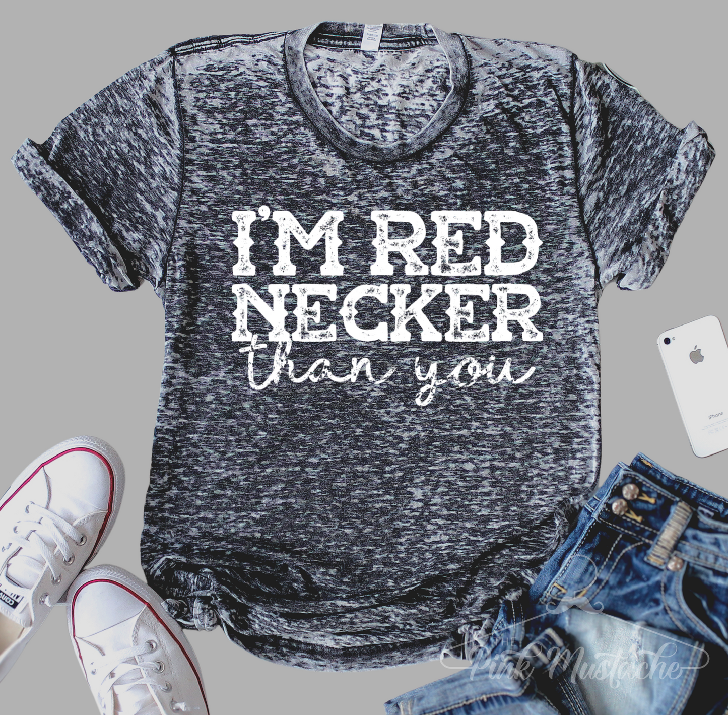 I'm Rednecker Thank You Acid Washed Softstyle Western Country Rocker Tee/ Super Cute Dyed Rocker Tees - Unisex Sized/ Country Western Shirt
