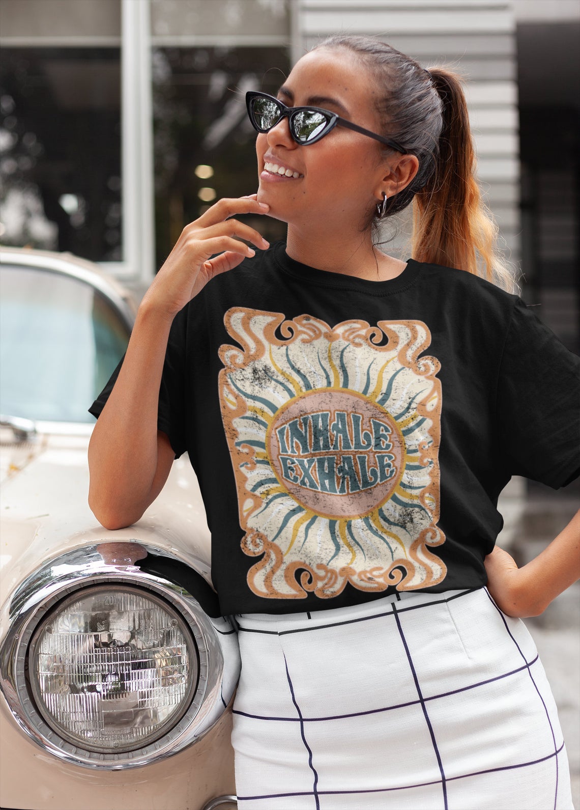 Inhale Exhale - Retro Vibes Softstyle Bella Tee / Fun Hippie Vibes Tee/ Youth and Adult Sizing Available