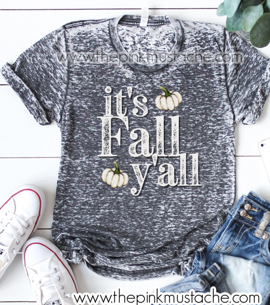 It's Fall Y'all Acid Washed Distressed Tee / Fall Tees