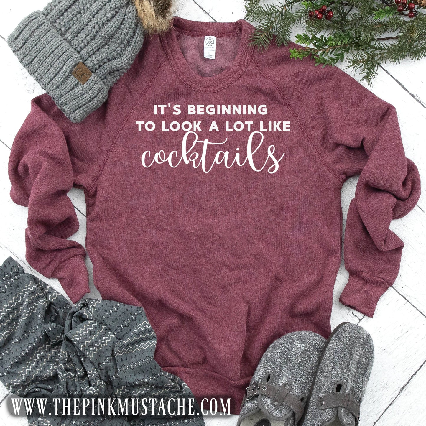 It's Beginning to Look A Lot Like Cocktails Mineral Wash Sweatshirt / Christmas Sweatshirt