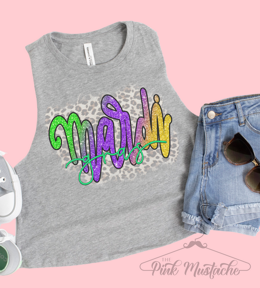 Mardi Gras CROP Tank/  Adult Sizes / Mardi Gras / Gift For Her/ Workout Tank