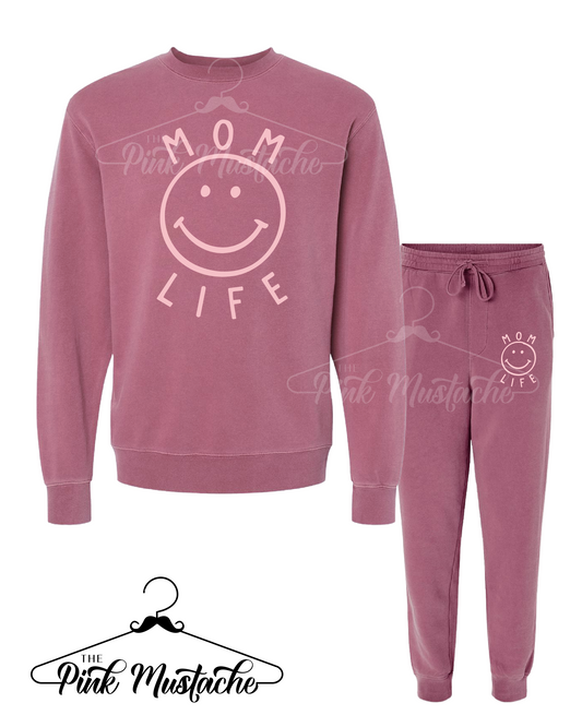 Mom Life Joggers/ Pigment Dyed Sweatshirt/ Set - Sold Separately