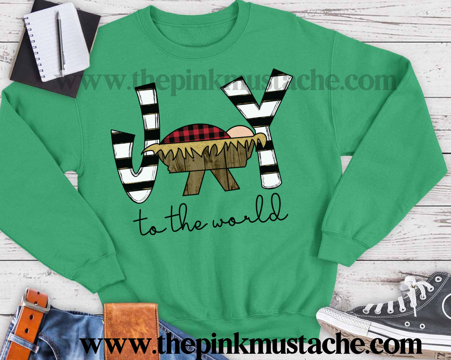 Joy To The World Christmas Manger Sweatshirt / Oversized Youth And Adult Christmas Sweatshirt