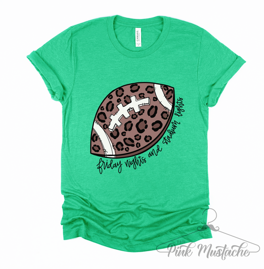 Kelly Green Friday Nights and Stadium Lights Leopard Football Shirt / It's GameDay Football Leopard Print Shirt / Football Shirt / Football Mom
