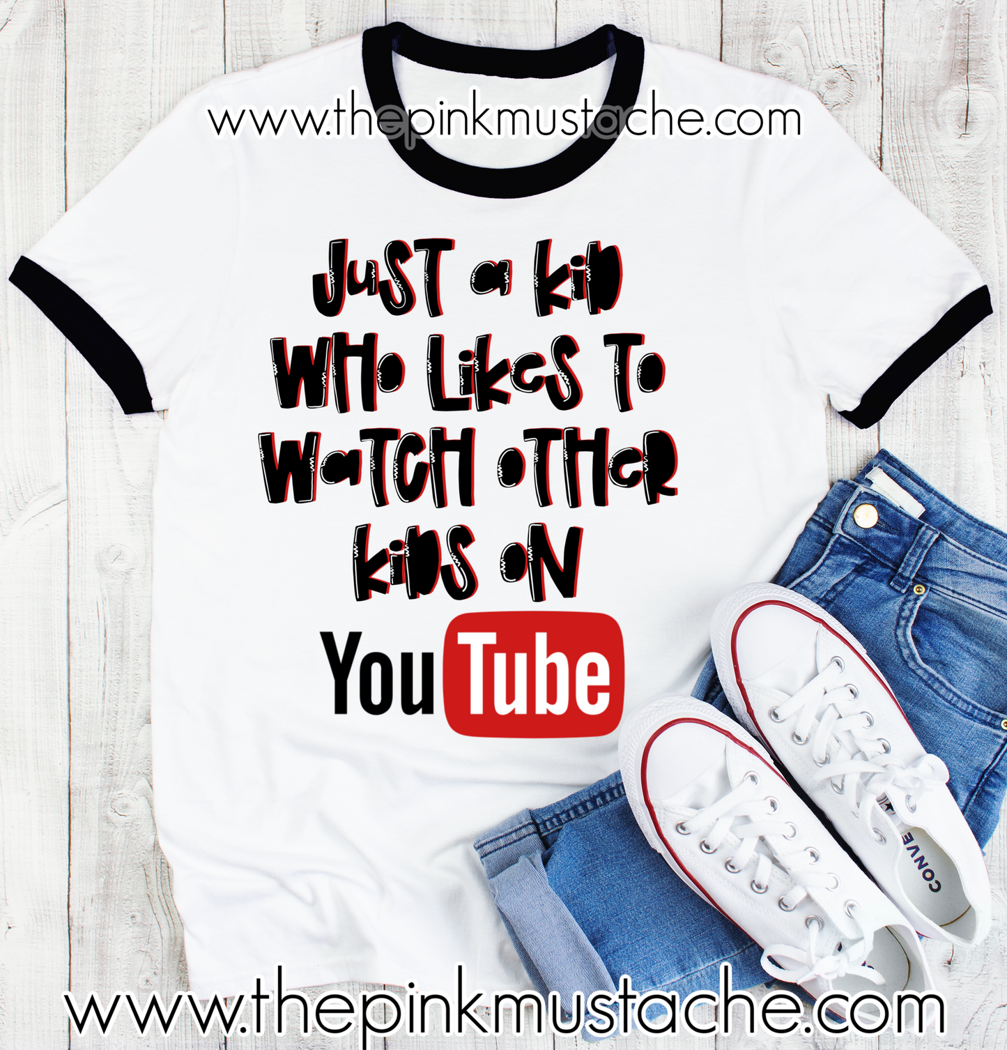 Just A Kid Who Likes To Watch Other Kids On YouTube Ringer Tee- Sizes 2T-Youth Large