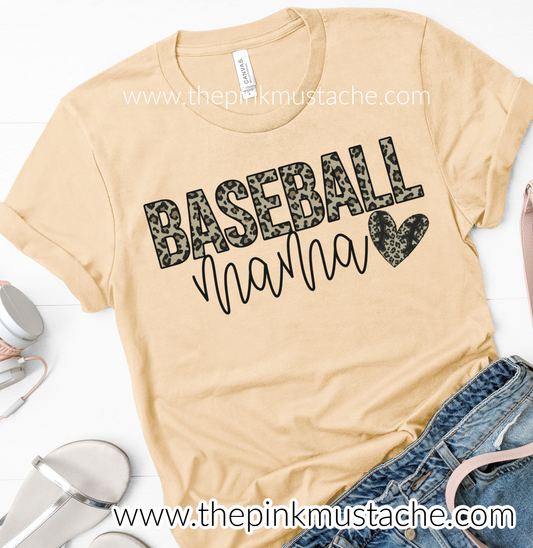 Leopard Baseball Mama Tee/ Baseball Mom Tee / Cheetah Baseball Mom